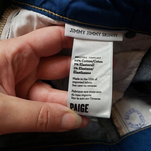 PAIGE Jimmy Jimmy Rebel skinny jeans - Size 28 Dark Wash - Picture 4 of 12